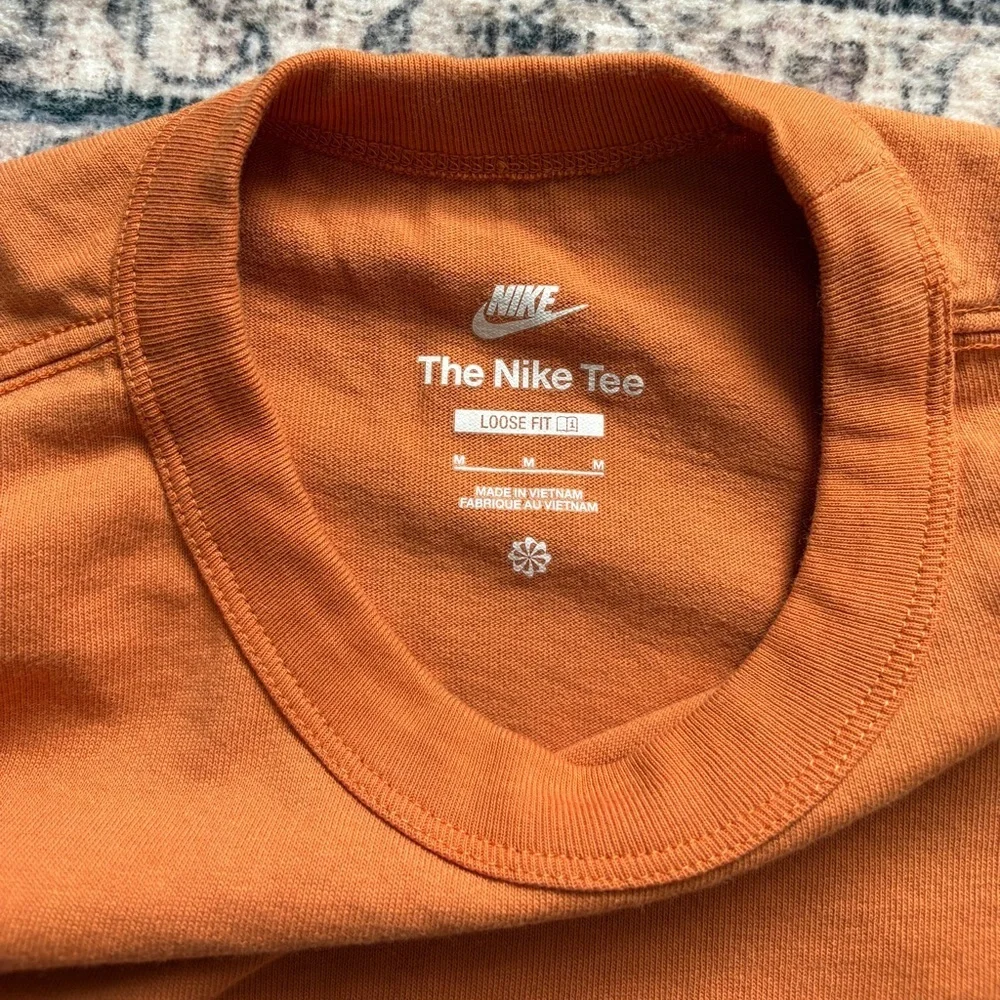 Nike Loose Fit Cotton Embroidered Premium Essential Tee Hot Curry